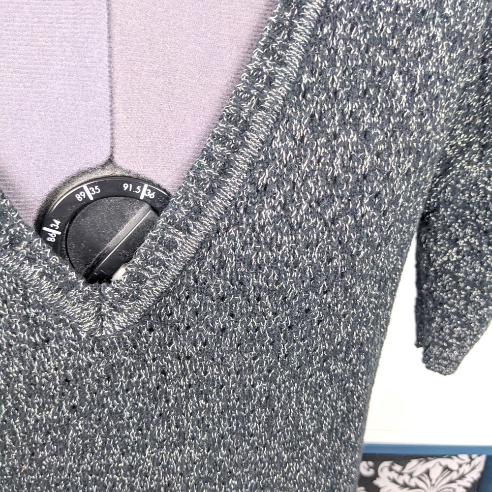 Gray Metallic Knit Sweater - Picture 2 of 5